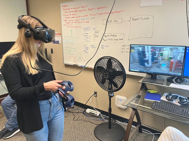 Emily Huber attempting VR